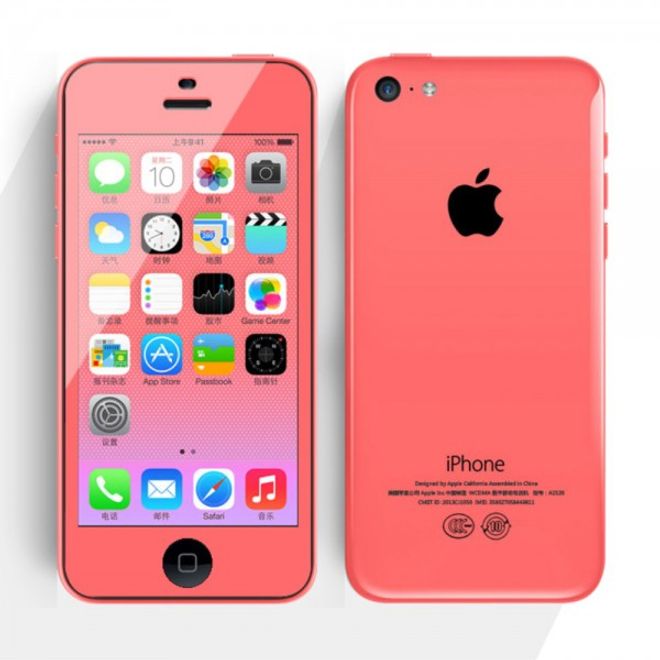 iPhone 5C Schutzfolie mit farbigem Rand von Comma - pink