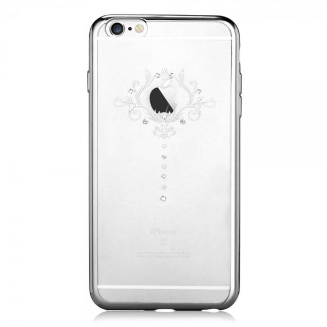 iPhone 6/6S Devia Elastische Plastik Case Hülle mit Swarovski Elementen und schöner Blume  - silber