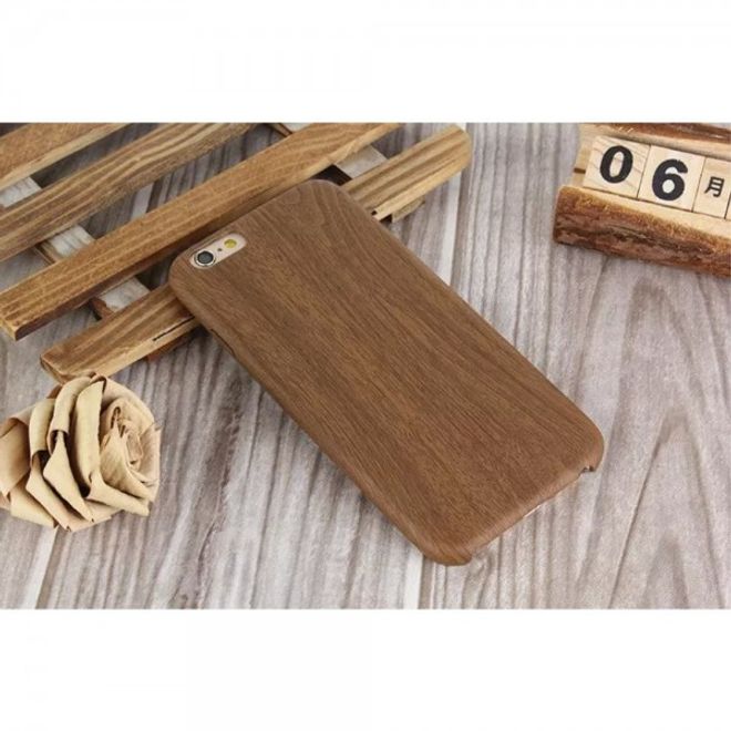 iPhone 6/6S Elastische Plastik Cover Handy Hülle mit Holzmuster - braun