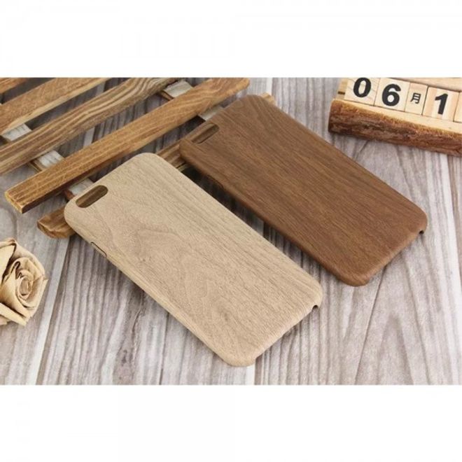 iPhone 6/6S Elastische Plastik Cover Handy Hülle mit Holzmuster - braun