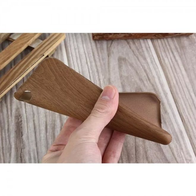 iPhone 6/6S Elastische Plastik Cover Handy Hülle mit Holzmuster - braun