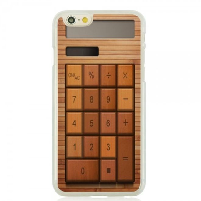 iPhone 6/6S Hart Plastik Case Handyhülle mit Holz Taschenrechner