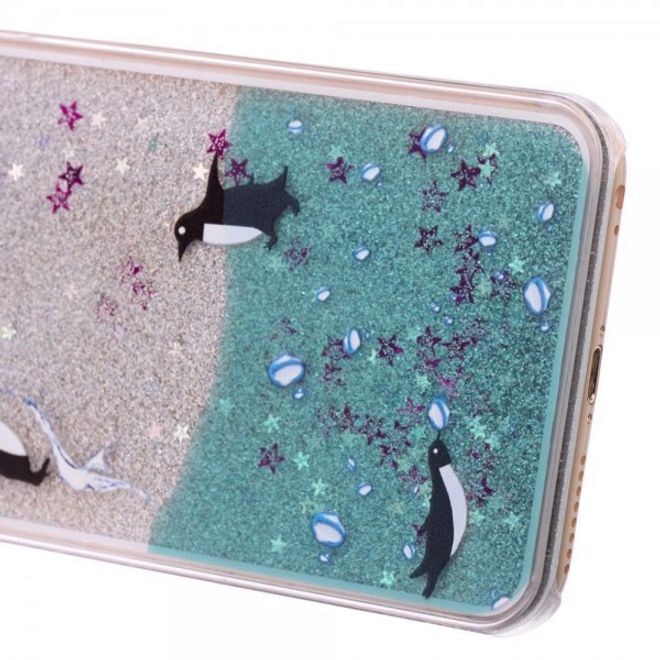 iPhone 6/6S Hart Plastik Handy Cover mit glitzerndem Puder und Pinguinen
