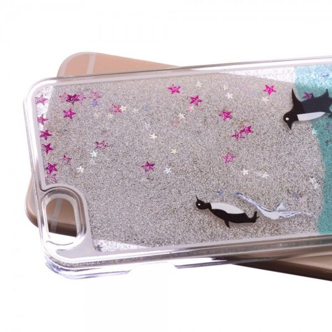 iPhone 6/6S Hart Plastik Handy Cover mit glitzerndem Puder und Pinguinen