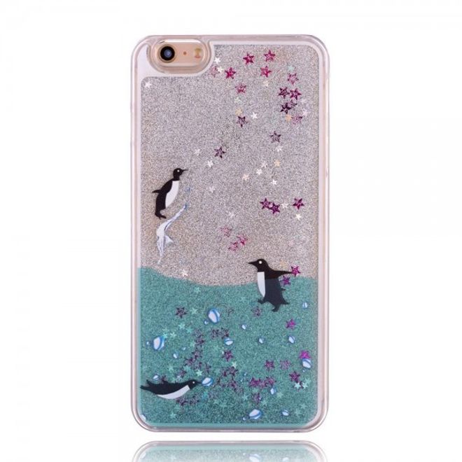 iPhone 6/6S Hart Plastik Handy Cover mit glitzerndem Puder und Pinguinen
