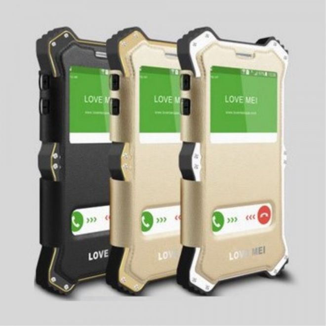 iPhone 6/6S LOVE MEI MK2 Robuste Metall, Silikon und Echtleder Case Hülle - weiss