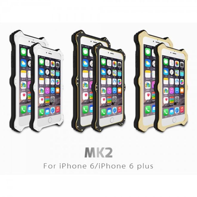 iPhone 6/6S LOVE MEI MK2 Robuste Metall, Silikon und Echtleder Case Hülle - weiss