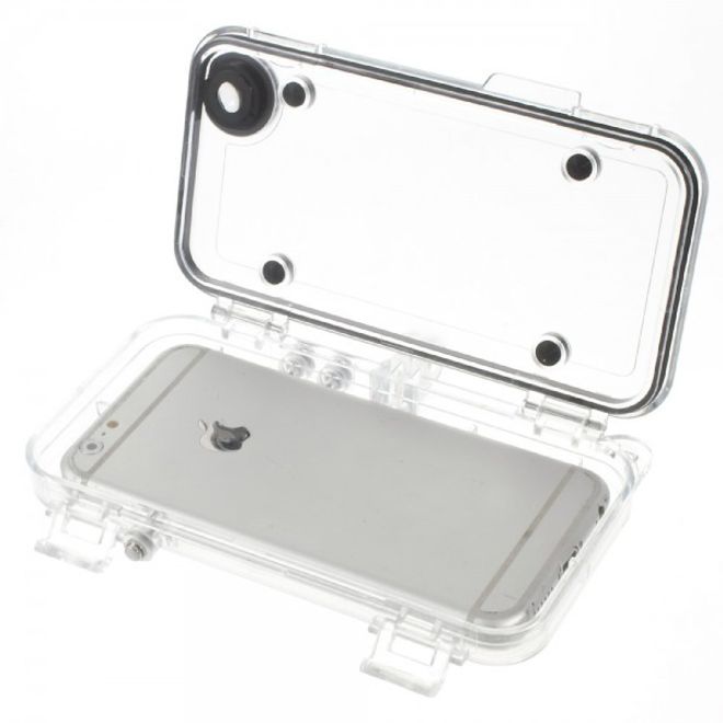 iPhone 6/6S Robustes, wasserdichtes Schutzgehäuse aus Plastik mit Weitwinkel Linse (IP68 Zertifizierung) - schwarz