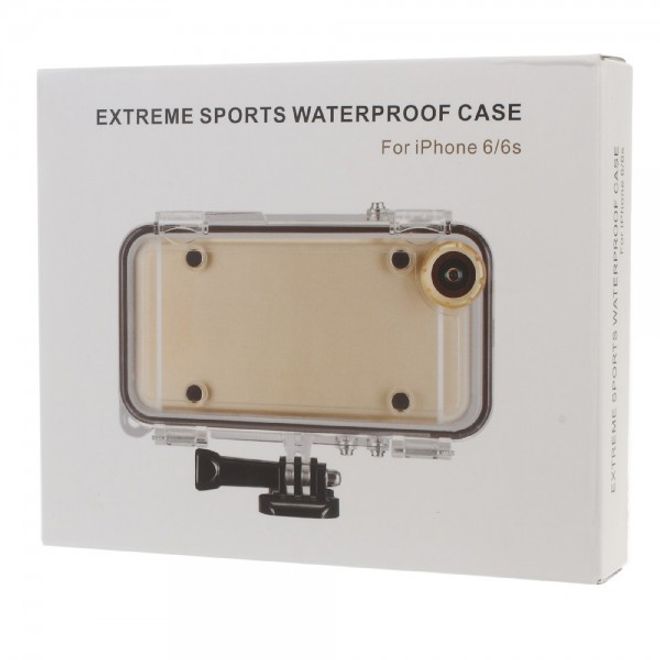 iPhone 6/6S Robustes, wasserdichtes Schutzgehäuse aus Plastik mit Weitwinkel Linse (IP68 Zertifizierung) - gold