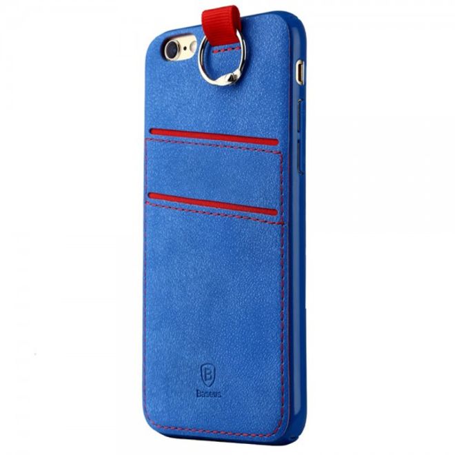 iPhone 6 Plus/6S Plus Baseus Lang Series Hart Plastik Case mit lederartigem Überzug - blau