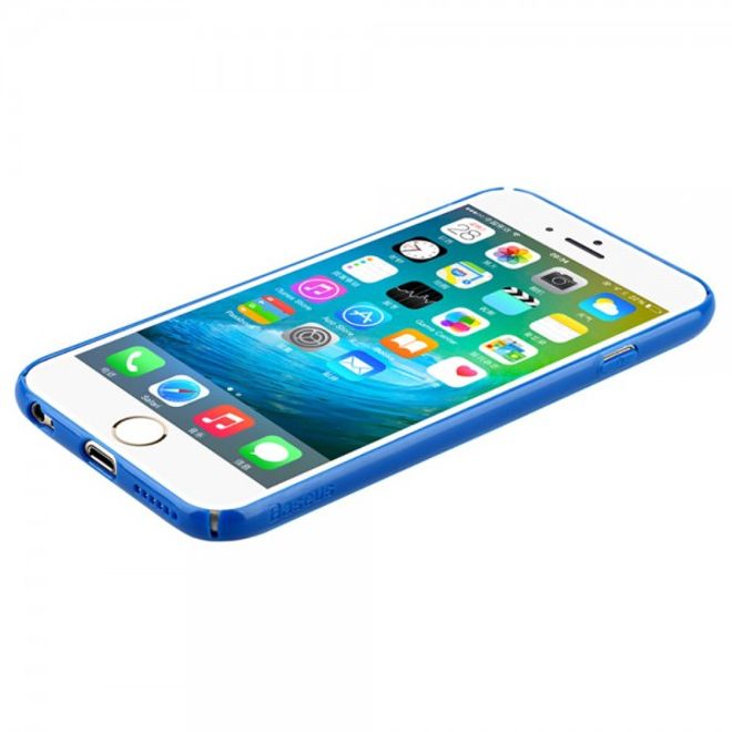iPhone 6 Plus/6S Plus Baseus Lang Series Hart Plastik Case mit lederartigem Überzug - blau