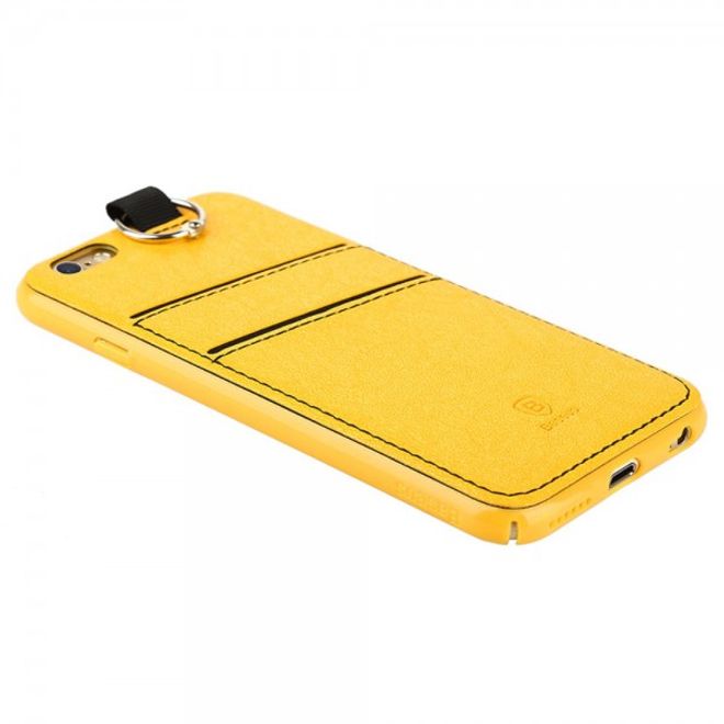 iPhone 6 Plus/6S Plus Baseus Lang Series Hart Plastik Case mit lederartigem Überzug - gelb