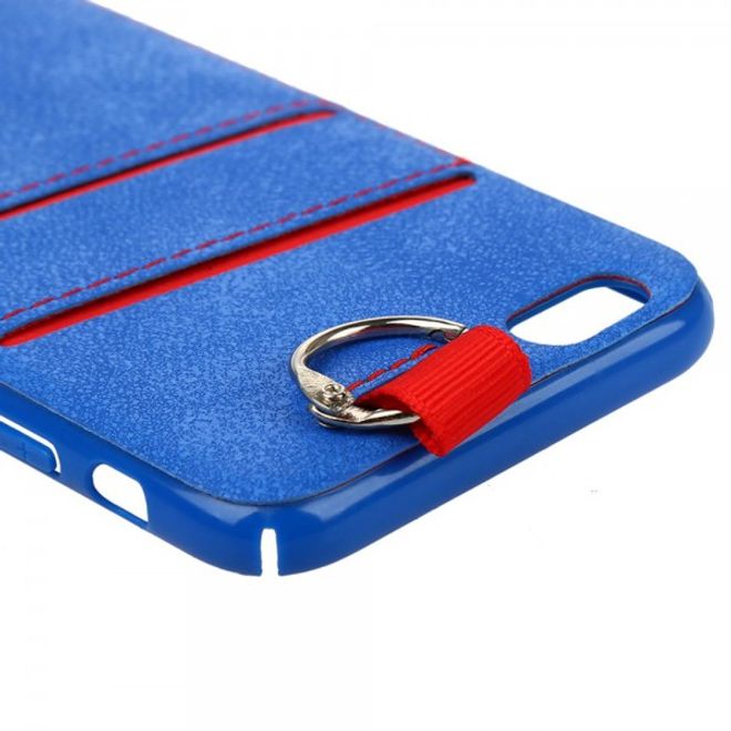 iPhone 6 Plus/6S Plus Baseus Lang Series Hart Plastik Case mit lederartigem Überzug - blau