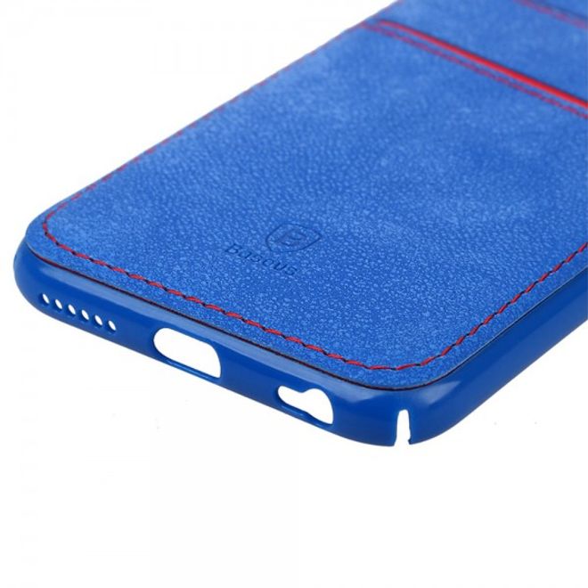 iPhone 6 Plus/6S Plus Baseus Lang Series Hart Plastik Case mit lederartigem Überzug - blau