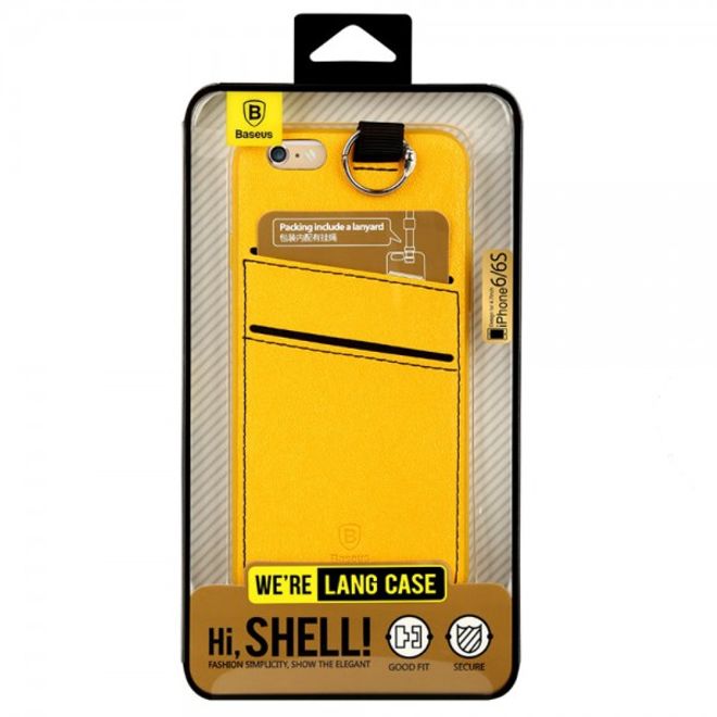 iPhone 6 Plus/6S Plus Baseus Lang Series Hart Plastik Case mit lederartigem Überzug - gelb