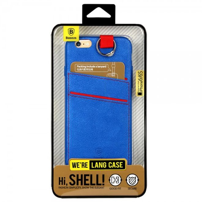 iPhone 6 Plus/6S Plus Baseus Lang Series Hart Plastik Case mit lederartigem Überzug - blau