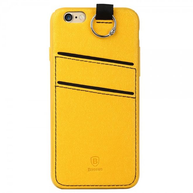 iPhone 6 Plus/6S Plus Baseus Lang Series Hart Plastik Case mit lederartigem Überzug - gelb
