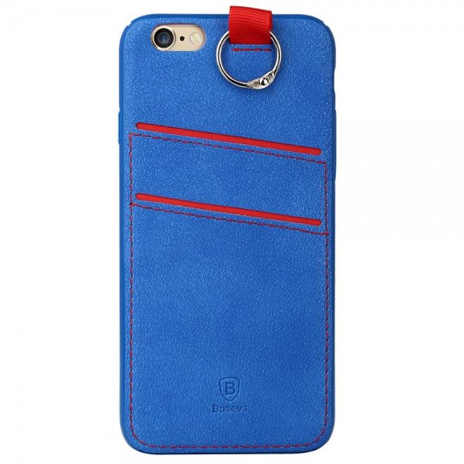 iPhone 6 Plus/6S Plus Baseus Lang Series Hart Plastik Case mit lederartigem Überzug - blau
