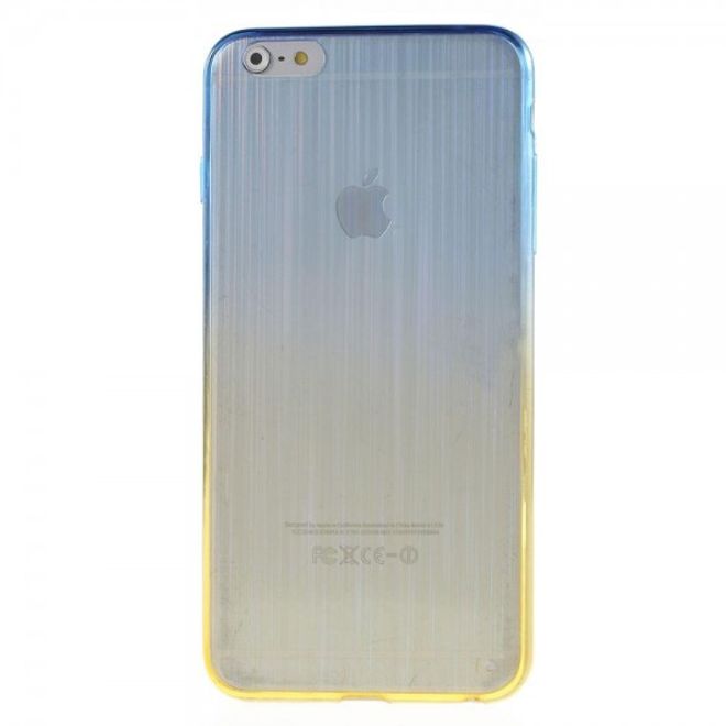 iPhone 6 Plus/6S Plus Brushed Hart Plastik Case Hülle mit Farbverlauf - blau/gelb