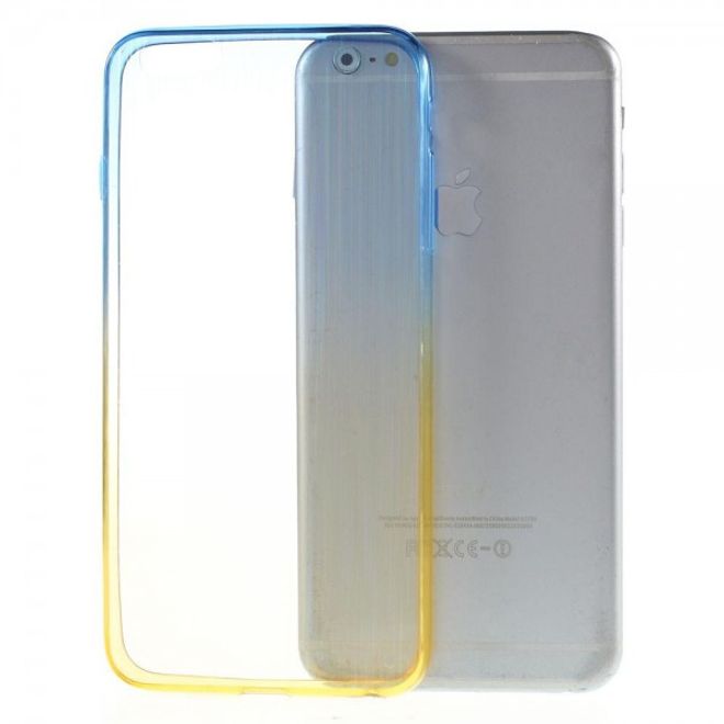 iPhone 6 Plus/6S Plus Brushed Hart Plastik Case Hülle mit Farbverlauf - blau/gelb