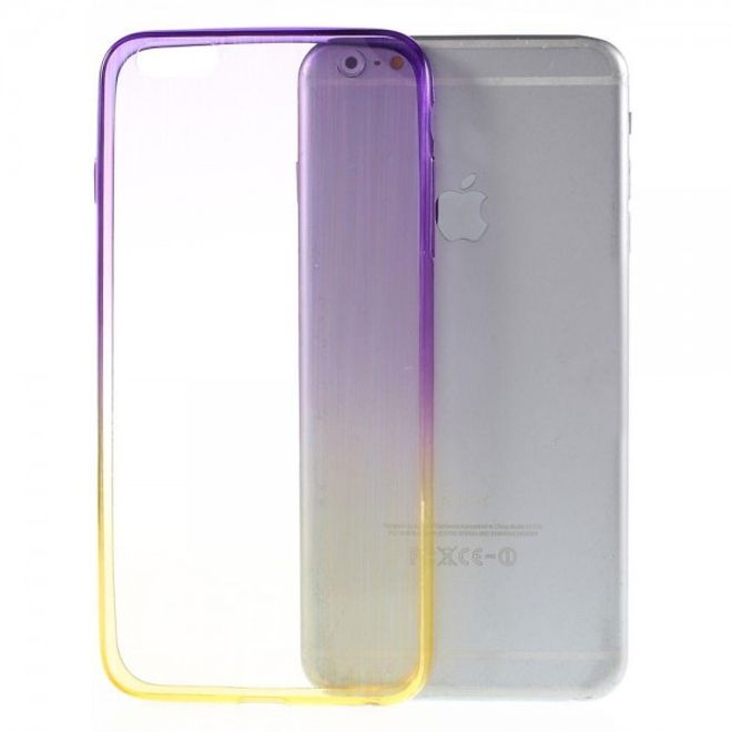 iPhone 6 Plus/6S Plus Brushed Hart Plastik Case Hülle mit Farbverlauf - purpur/gelb