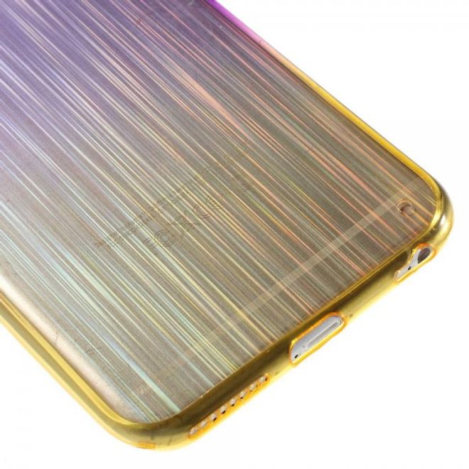 iPhone 6 Plus/6S Plus Brushed Hart Plastik Case Hülle mit Farbverlauf - purpur/gelb