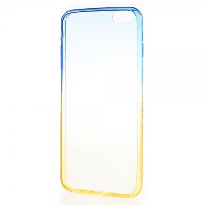 iPhone 6 Plus/6S Plus Brushed Hart Plastik Case Hülle mit Farbverlauf - blau/gelb