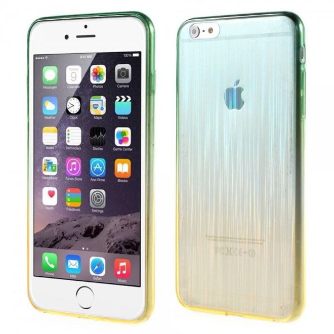 iPhone 6 Plus/6S Plus Brushed Hart Plastik Case Hülle mit Farbverlauf - grün/gelb