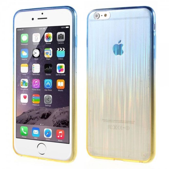 iPhone 6 Plus/6S Plus Brushed Hart Plastik Case Hülle mit Farbverlauf - blau/gelb