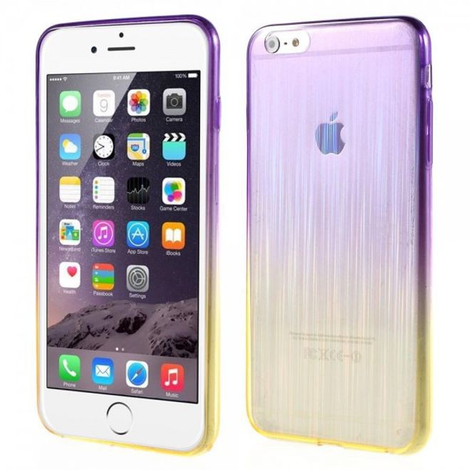 iPhone 6 Plus/6S Plus Brushed Hart Plastik Case Hülle mit Farbverlauf - purpur/gelb