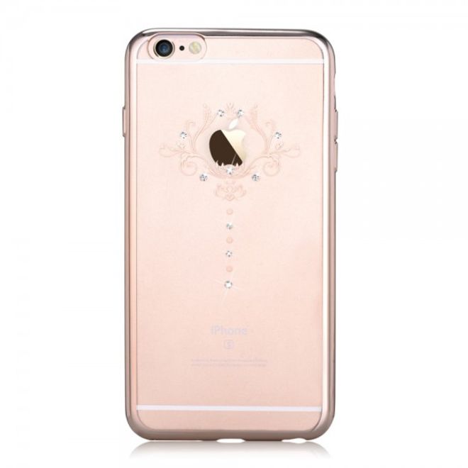 iPhone 6 Plus/6S Plus Devia Elastische Plastik Cover Hülle mit schöner Lilie und Swarovski Elementen - gold
