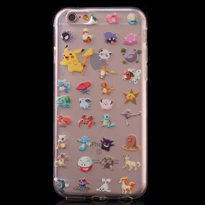 Coque en plastique élastique pour iPhone 6 Plus/6S Plus avec de nombreux petits Pokémon