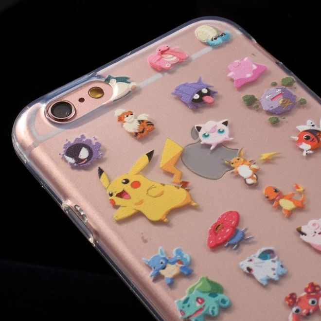 Coque en plastique élastique pour iPhone 6 Plus/6S Plus avec de nombreux petits Pokémon