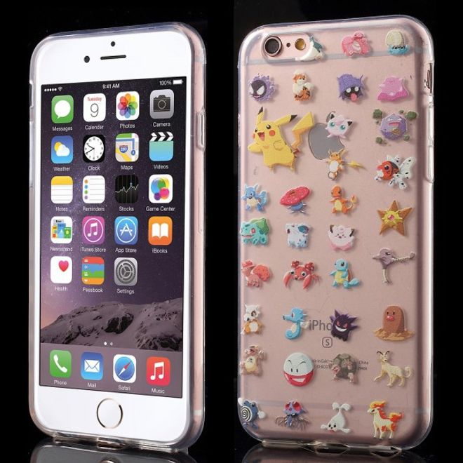 Coque en plastique élastique pour iPhone 6 Plus/6S Plus avec de nombreux petits Pokémon