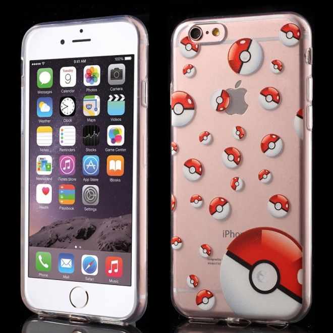 Coque en plastique élastique pour iPhone 6 Plus/6S Plus avec de nombreuses Poké Balls