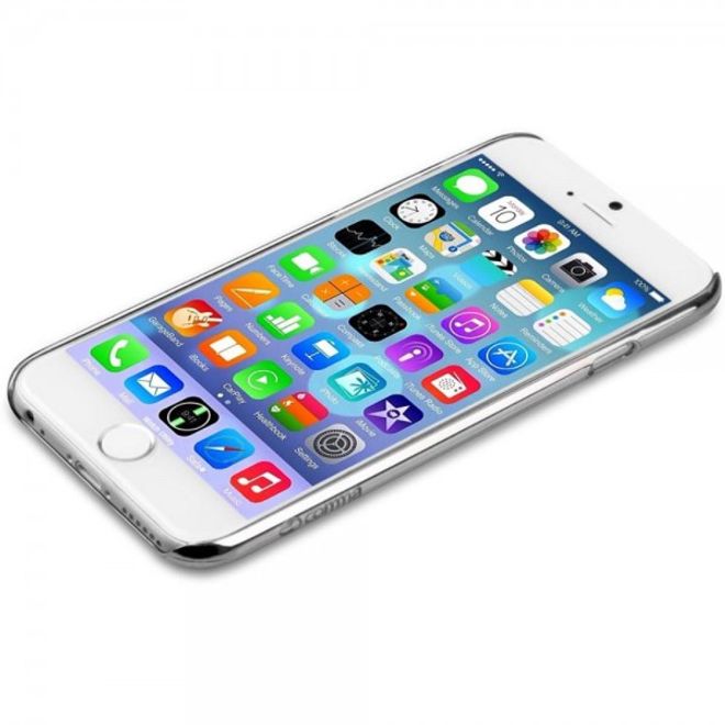 iPhone 6 Plus/6S Plus Hart Plastik Cover Case mit Blumenmuster und Glassteinen - silber