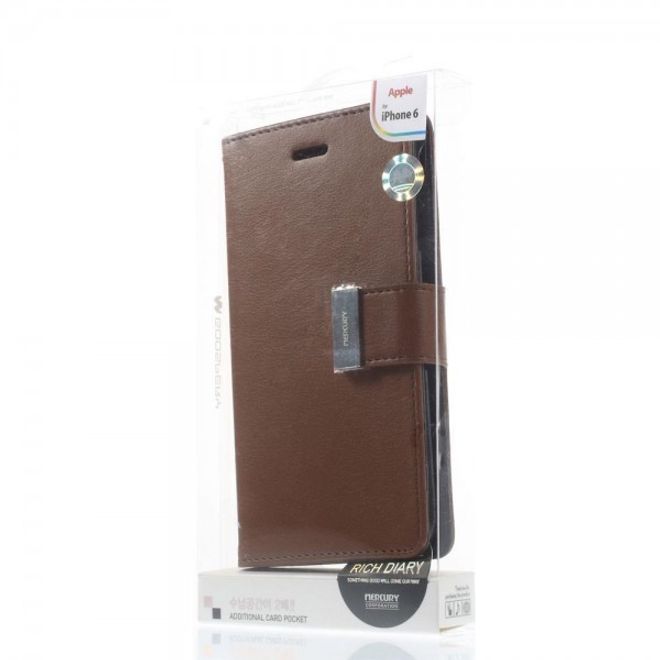 Goospery - iPhone 6S Plus/6 Plus Hülle - Handy Bookcover - Rich Diary Series - braun