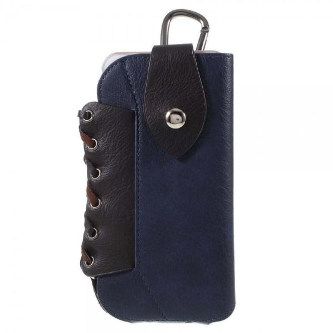 iPhone 6 Plus/6S Plus Outdoor Leder Etui Beutel mit Karabiner - dunkelblau