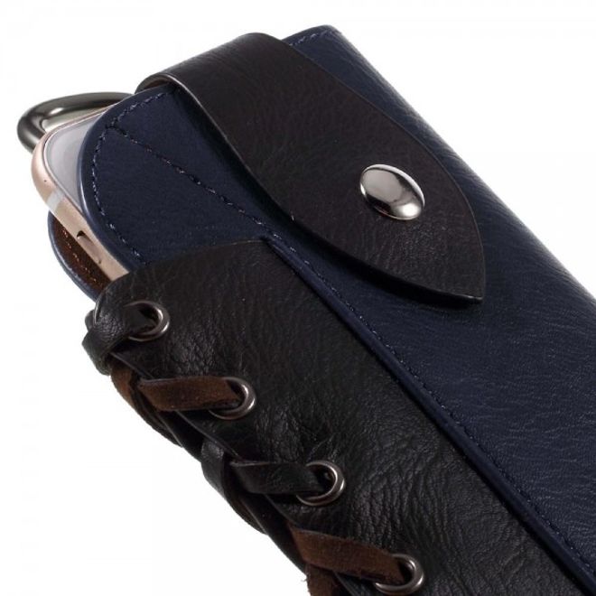 iPhone 6 Plus/6S Plus Outdoor Leder Etui Beutel mit Karabiner - dunkelblau