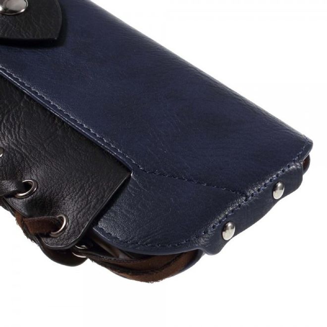 iPhone 6 Plus/6S Plus Outdoor Leder Etui Beutel mit Karabiner - dunkelblau