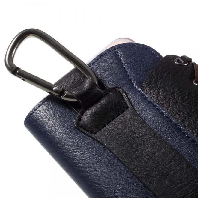iPhone 6 Plus/6S Plus Outdoor Leder Etui Beutel mit Karabiner - dunkelblau