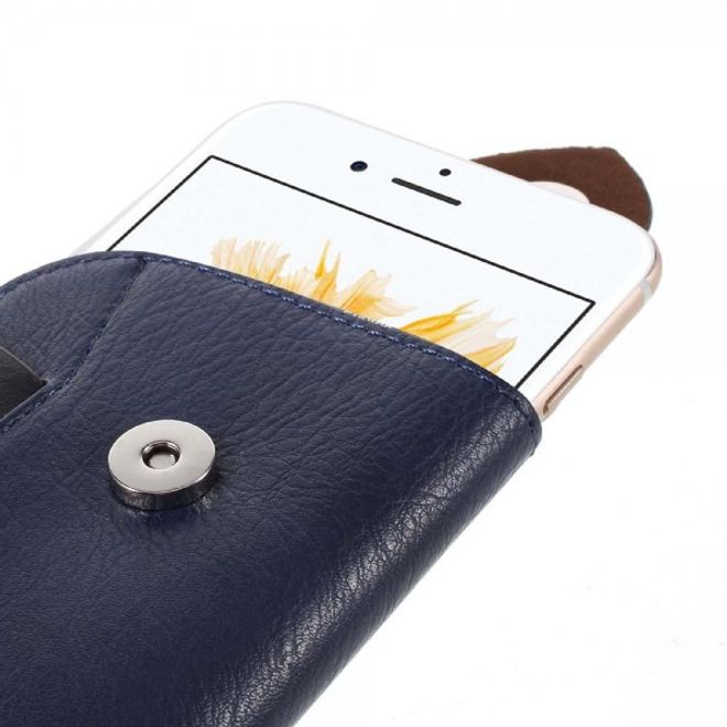 iPhone 6 Plus/6S Plus Outdoor Leder Etui Beutel mit Karabiner - dunkelblau