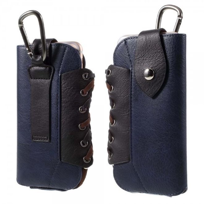 iPhone 6 Plus/6S Plus Outdoor Leder Etui Beutel mit Karabiner - dunkelblau