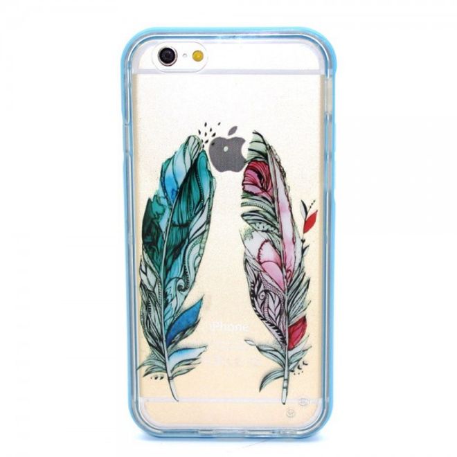 iPhone 6 Plus/6S Plus Plastik Hülle mit farbigen Federn