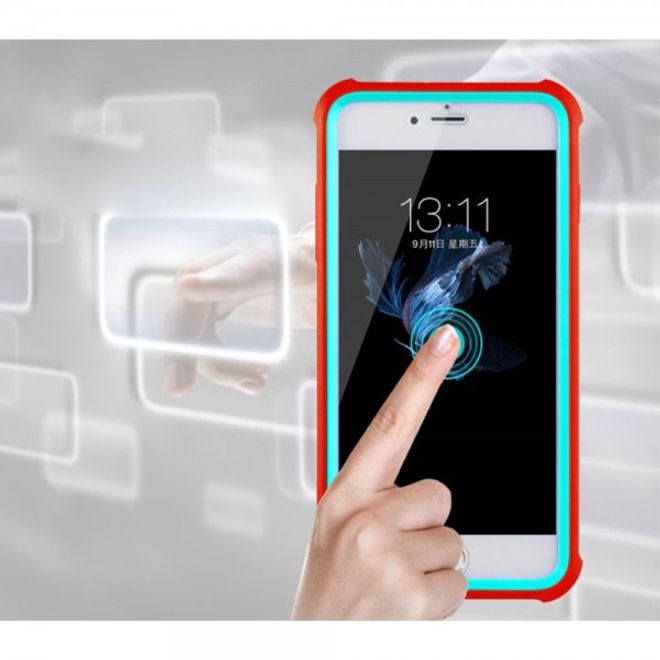 iPhone 6 Plus/6S Plus Robuste, leicht elastische Plastik Case Hülle von JLW - rot/schwarz