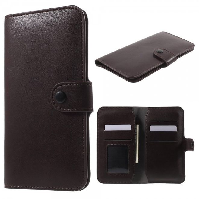 iPhone 6 Plus/6S Plus Schicke Leder Cover Hülle mit Knopfverschluss - kaffeefarben