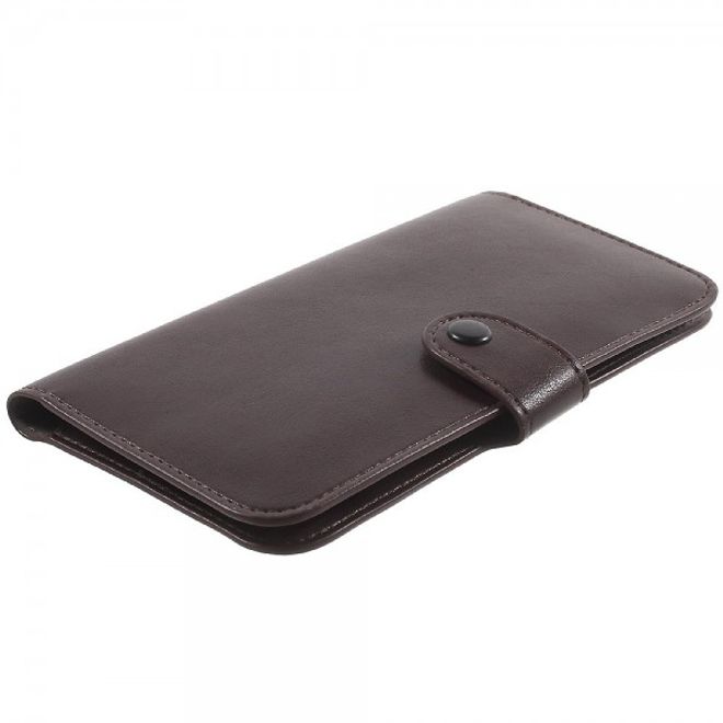 iPhone 6 Plus/6S Plus Schicke Leder Cover Hülle mit Knopfverschluss - kaffeefarben
