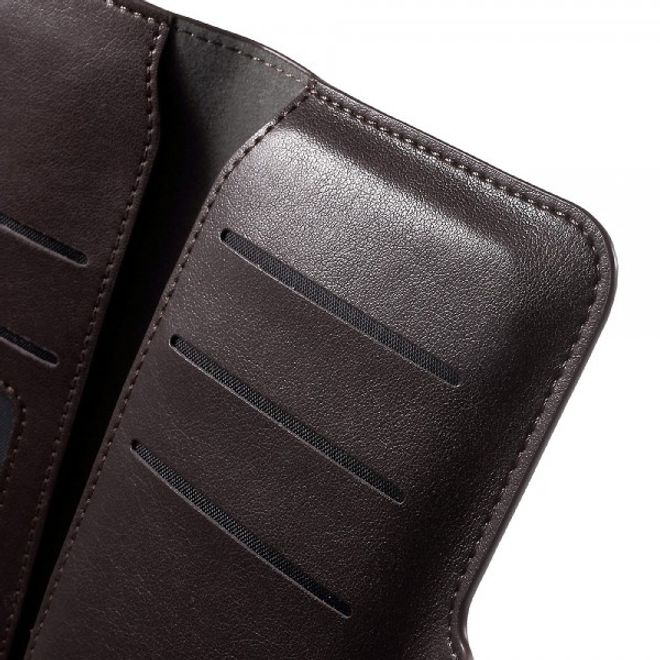 iPhone 6 Plus/6S Plus Schicke Leder Cover Hülle mit Knopfverschluss - kaffeefarben
