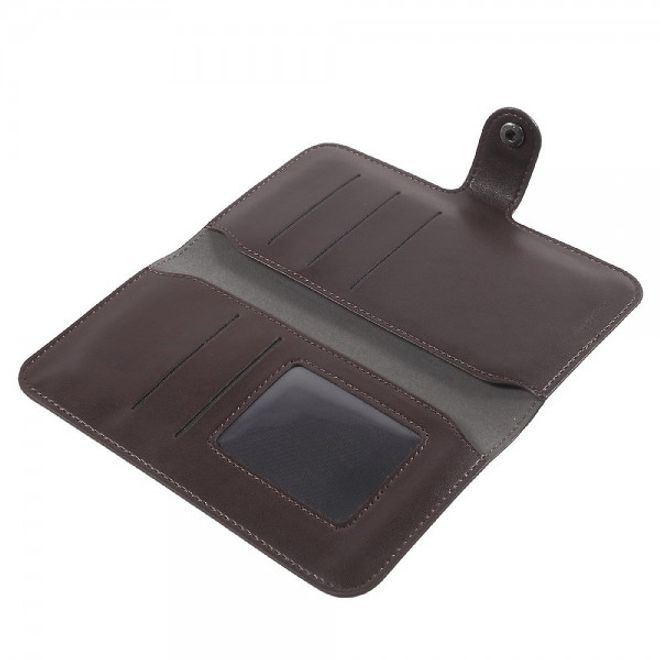 iPhone 6 Plus/6S Plus Schicke Leder Cover Hülle mit Knopfverschluss - kaffeefarben
