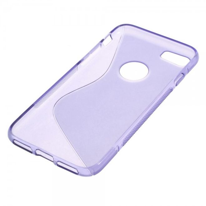 iPhone SE (2022) / SE (2020) / 8 / 7 Cover - Flexible Plastic Phone Case - S-Shape - Purple